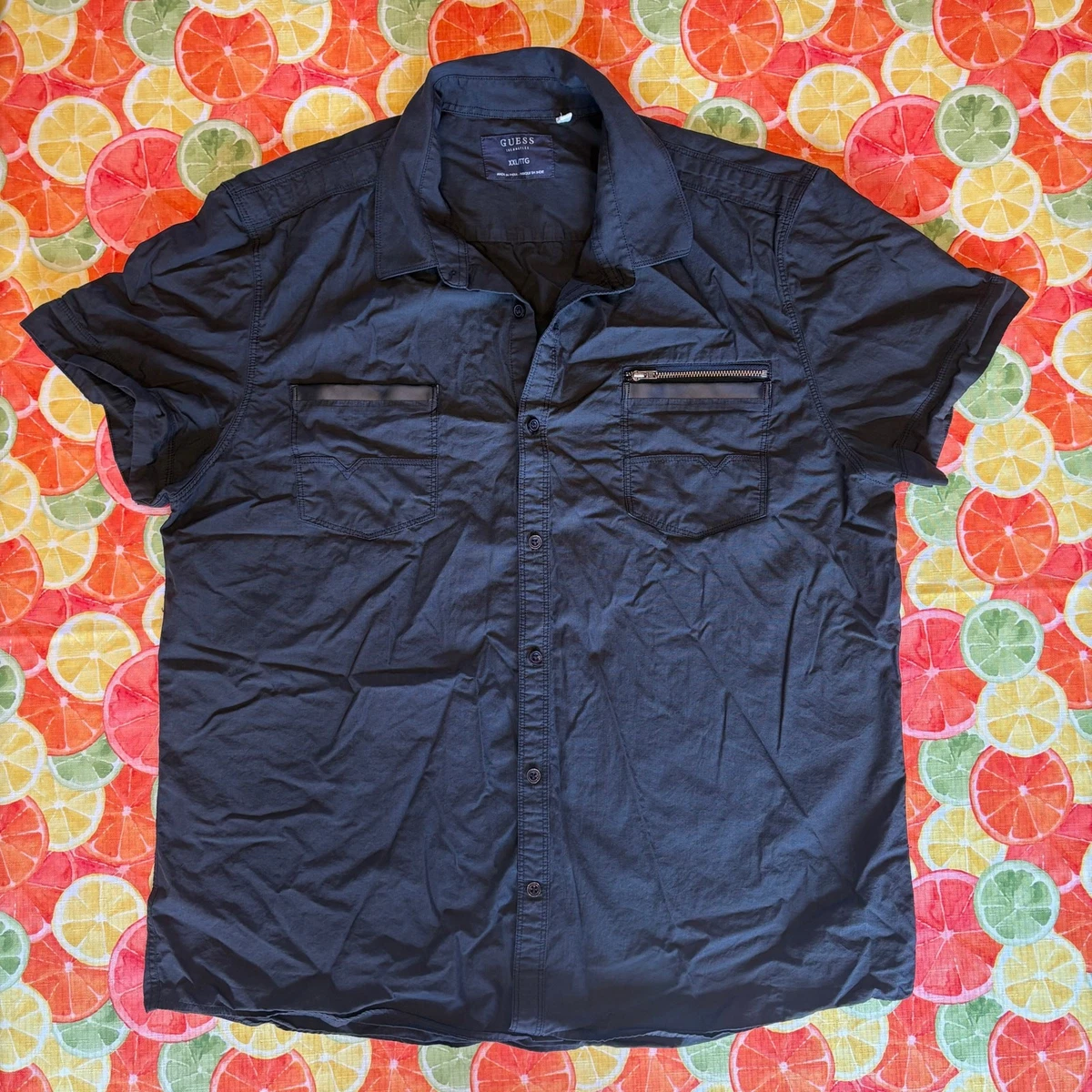 Guess manga corta abotonada, XXL para hombre