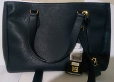 Escada Navy Color Large Leather Handbag/Tote AB635 New Retail 795