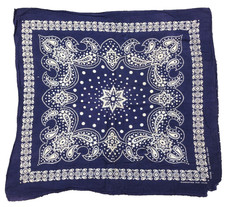 Vintage Fast Color Bandana RN13960 Blue Cotton USA Paisley 1 Selvedge Edge Tower