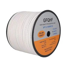 1000FT White SPT-2 Zip Cord Wire 18/2 Extension Electrical Cable, UL Listed 1...