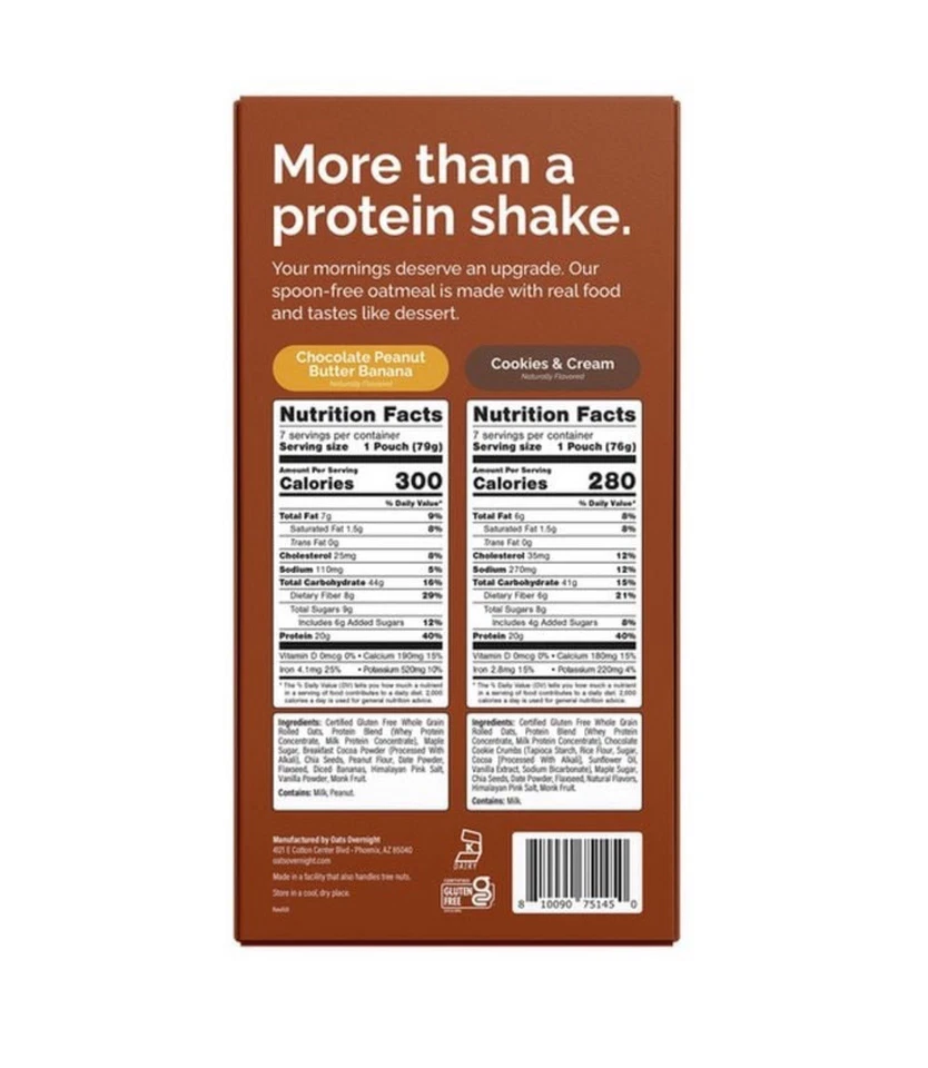 Batidos de avena altos en proteínas OATS Overnight paquete de 14 más botella coctelera ¡Nuevo! Foto 4 de 4