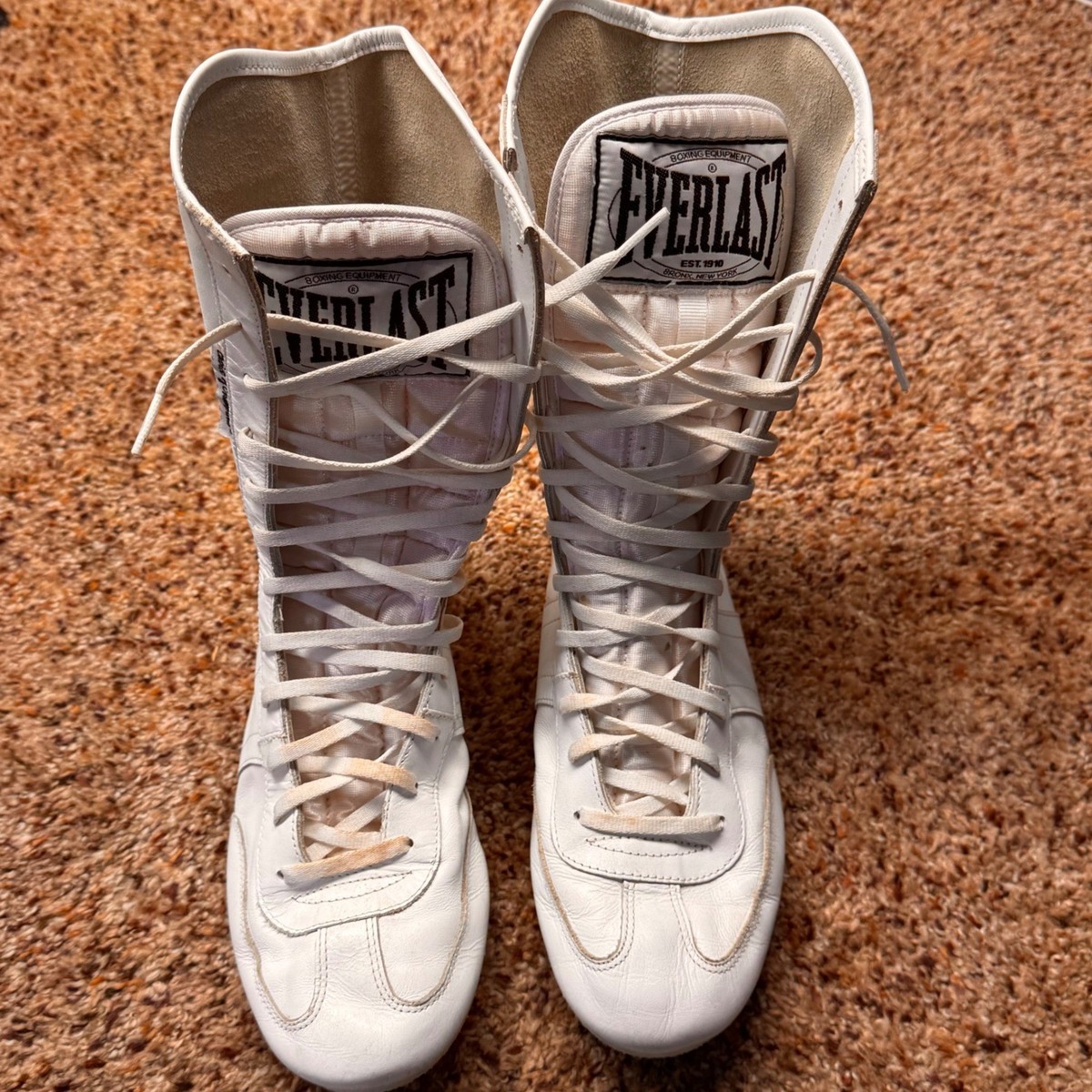 Everlast Vintage Mens White Leather High Top Boxing Boots 