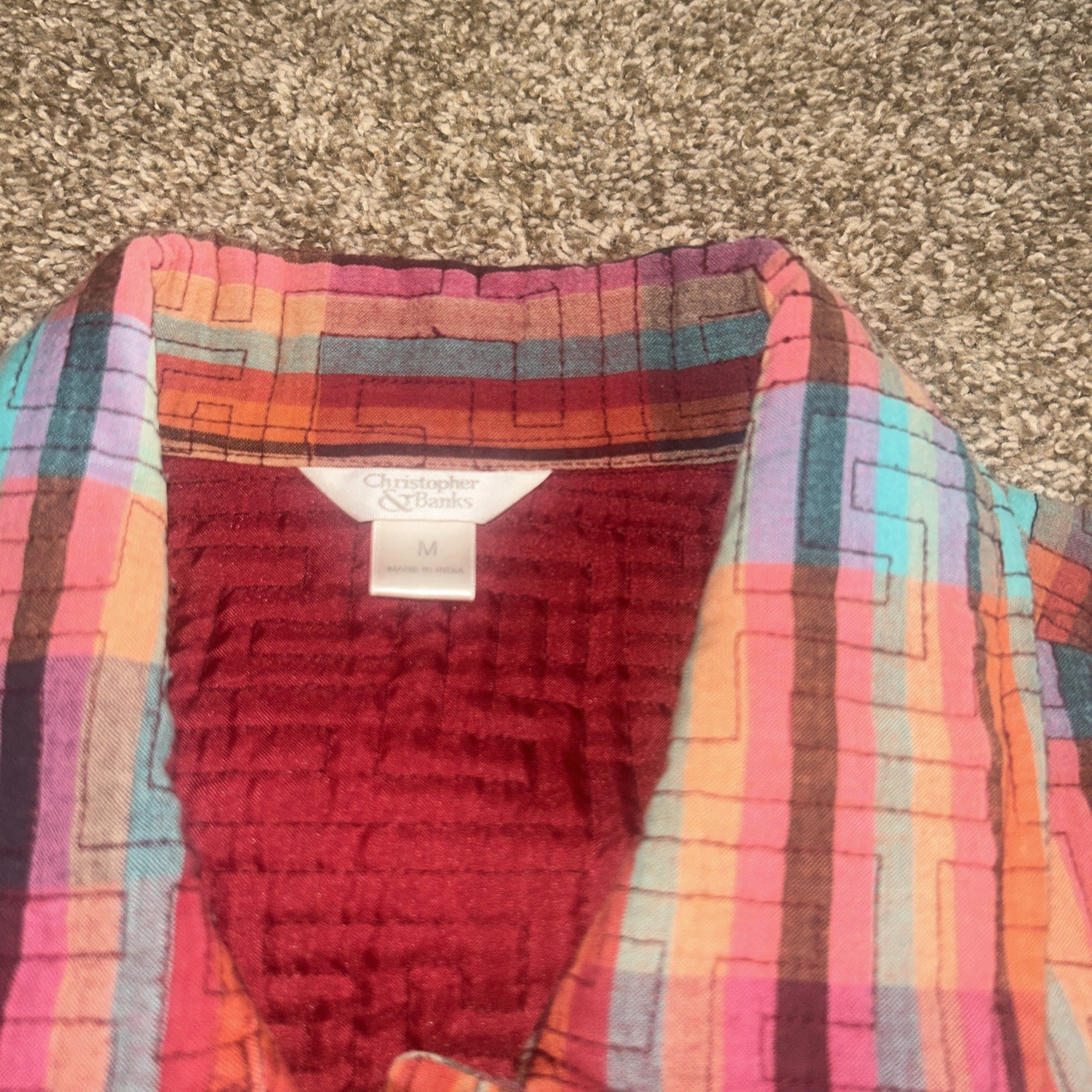 Quilted Patchwork Jacket  Size M Lightweight Pock… - image 3