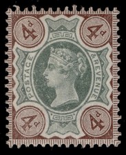 GB QV SG205 SPEC K33(1), 4d green & purple-brown, M MINT. Cat £40.