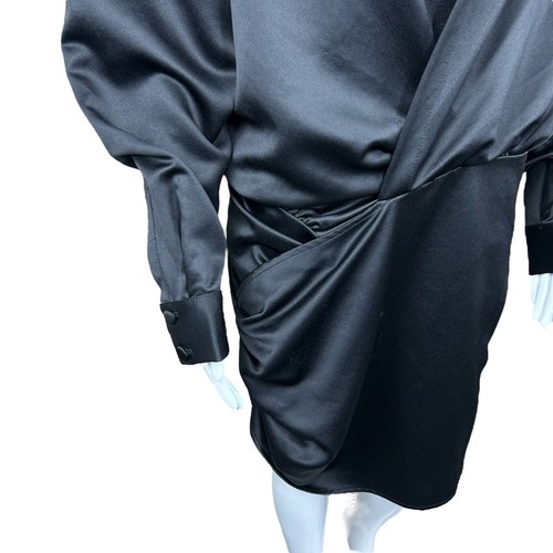 House of CB "Maddie" schwarzes Satin Minikleid Gr. LARGE drapiert kokett Party Goth - Bild 8 von 18