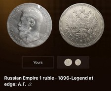 1896 Russia Nicholas II Silver One Ruble Coin