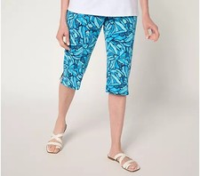 Denim  Co. Beach Jersey Skimmer-Azure Abstract-Petite Medium A692115 NEW