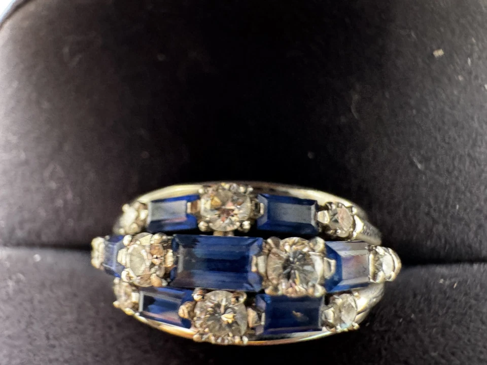 Anillo de cóctel vintage Van Cleef & Arpels platino diamante zafiro 1,24 quilates Foto 2 de 4