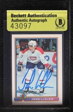 BAS 1991-92 Bowman John LeClair #344 Authentic Auto 3c7