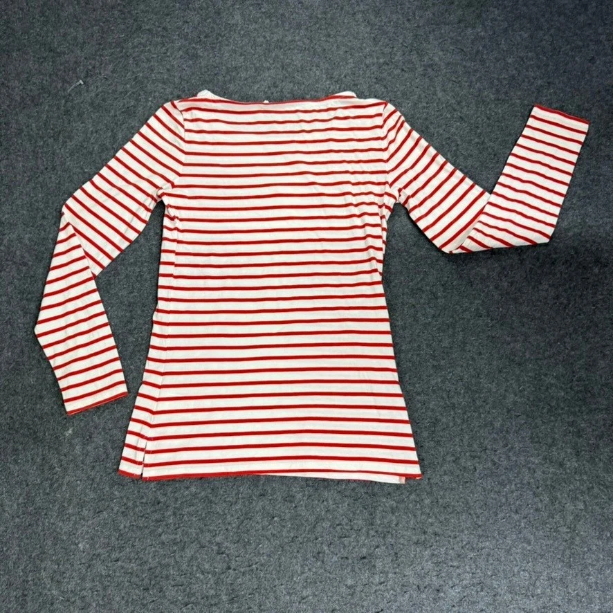 Boden Red White Striped Reindeer Christmas Long Sleeve Top Women US 4 - Image 4 of 4