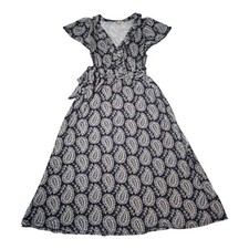 Boden Nicola Jersey Tea Dress Navy Paisley Print Womens UK 10R US 6R