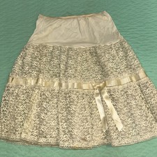 Vtg Penneys Petticoat 2 Layer Lace  Nylon Slip Small Ivory
