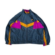 Rare Vintage 90s Nike Spell Out Windbreaker Jacket XXL Malaysia Colorblock