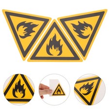  3pcs Caution Flammable Hazard Sticker Flammable Warning Sticker Caution Sign