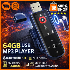 USB MP3 Player 64GB Bluetooth 5.3 Sport Clip FM Radio Voice Recorder