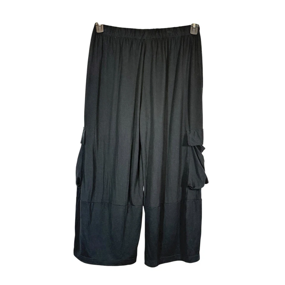 Pantalones cargo Chalet Et Ceci Hallie para mujer M negros mezcla de bambú pastillas para piernas de barril Foto 2 de 4