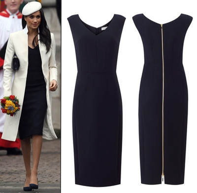 UK 10 Amanda Wakeley Springsteen Sleeveless Midi Dress Midnight Navy BNWT ASO
