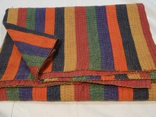 Indian Cotton Patchwork Kantha Quilt Colorful Hand Block Print Sari Patchwork