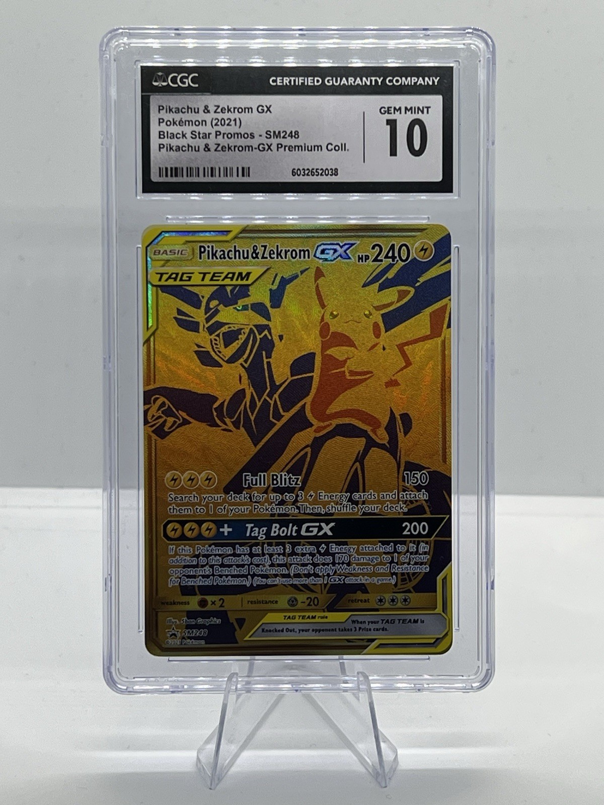 CGC 10 Pikachu & Zekrom GX Tag Team SM248 Promo Sun & Moon Pokemon 2021