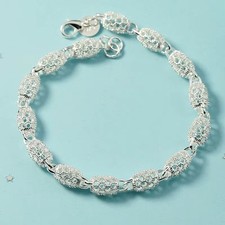 925 Sterling Silver Charm Bangle Bracelet Women Adjustable Luxury UK