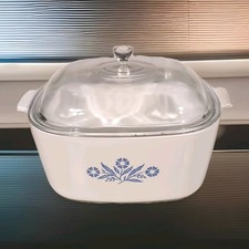Vintage Corning Ware Blue Cornflower 4qt Casserole Dish P-84-B w/Pyrex Lid 60's