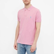 Polo Ralph Lauren Mens Classic Fit Mesh Polo Shirt in Pink Size XL