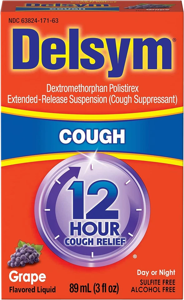 Delsym Adulto Tos 12 horas Alivio Líquido Supresor Sabor Uva 3 Onzas - Paquete de 2 Foto 2 de 4