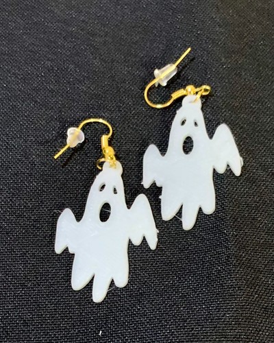 Spooky Halloween 3D Printed Dangle Earrings - Black Cat, Cute Ghosts, Glow Ghost - Picture 11 of 11