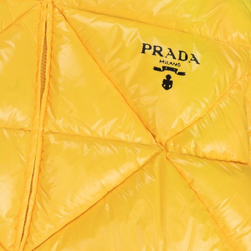 NWT PRADA LOGO PUFFER QUILTED COAT YELLOW PUFFER JACKETS SIZE 40 $4200 - Picture 5 of 7