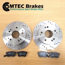 Peugeot 206 Grande Tourisme 2.0 99-00 Rear Brake Discs Pads MTEC Drilled Grooved
