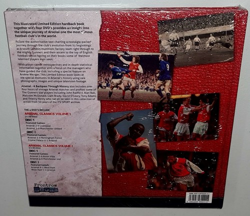 ARSENAL FC A BACKPASS THROUGH HISTORY BRAND NEW SEALED 4x DVD + HARDCOVER BOOK - Picture 2 of 2