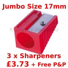 Offer - 3 x Jumbo Large Hole Pencil Sharpener for Pencils, Crayons, Makeup 17mm