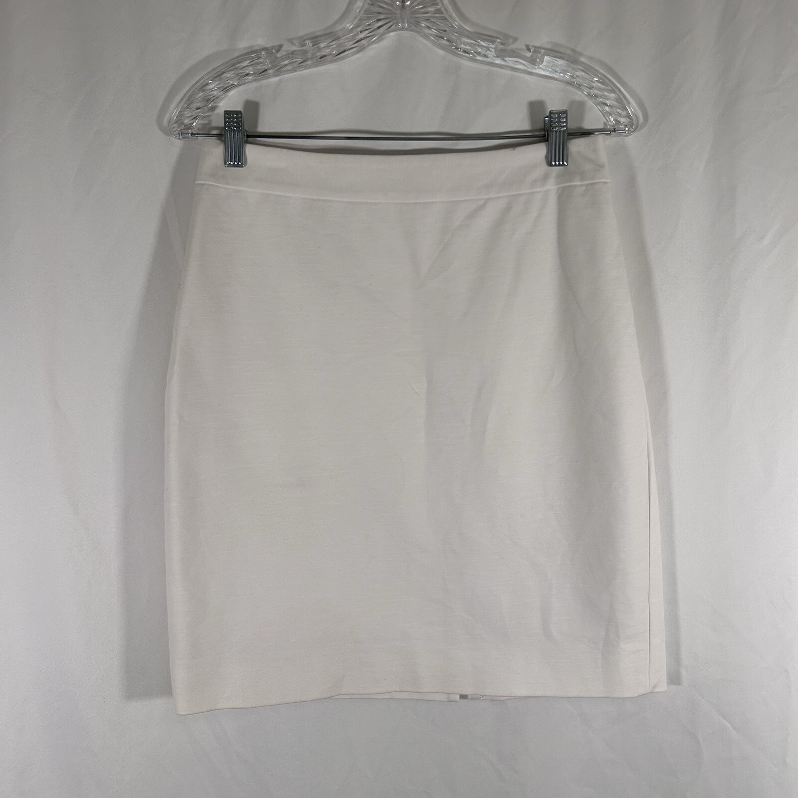 Kate Spade Knee Length Skirt Women's 6 White Zip Back No Pockets Cotton Blend