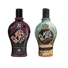 Lot of 2 European Gold Flash Black 3000X Tanning Lotion w/ 4000x tanning lotion