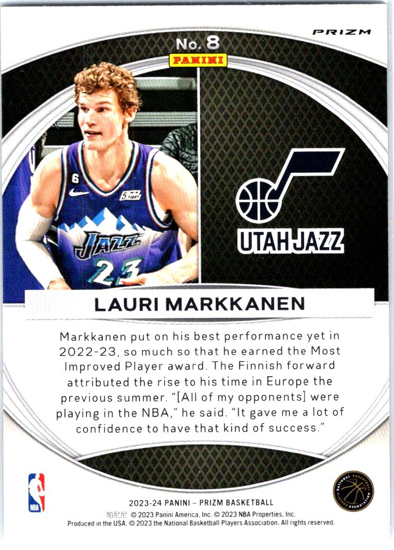 NBA  カードPrizm Lauri Markkanen RC Silver 2023-24 Prizm Basketball Dominance Silver Lauri Markkanen