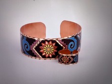 Colorful Copper Ring and Bracelet Set A07