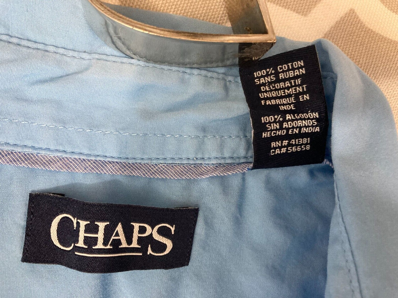 Chaps Mens Light Blue Solid Button Down Dress Shi… - image 5