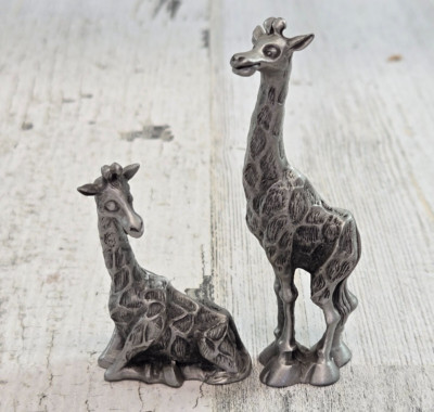 Hudson Pewter Noah's Ark Giraffe Pair 1981