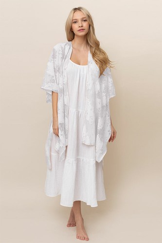 Do Everything in Love Soft Floral Lace Kimono Shawl Cardigan Cover up - Picture 7 of 8