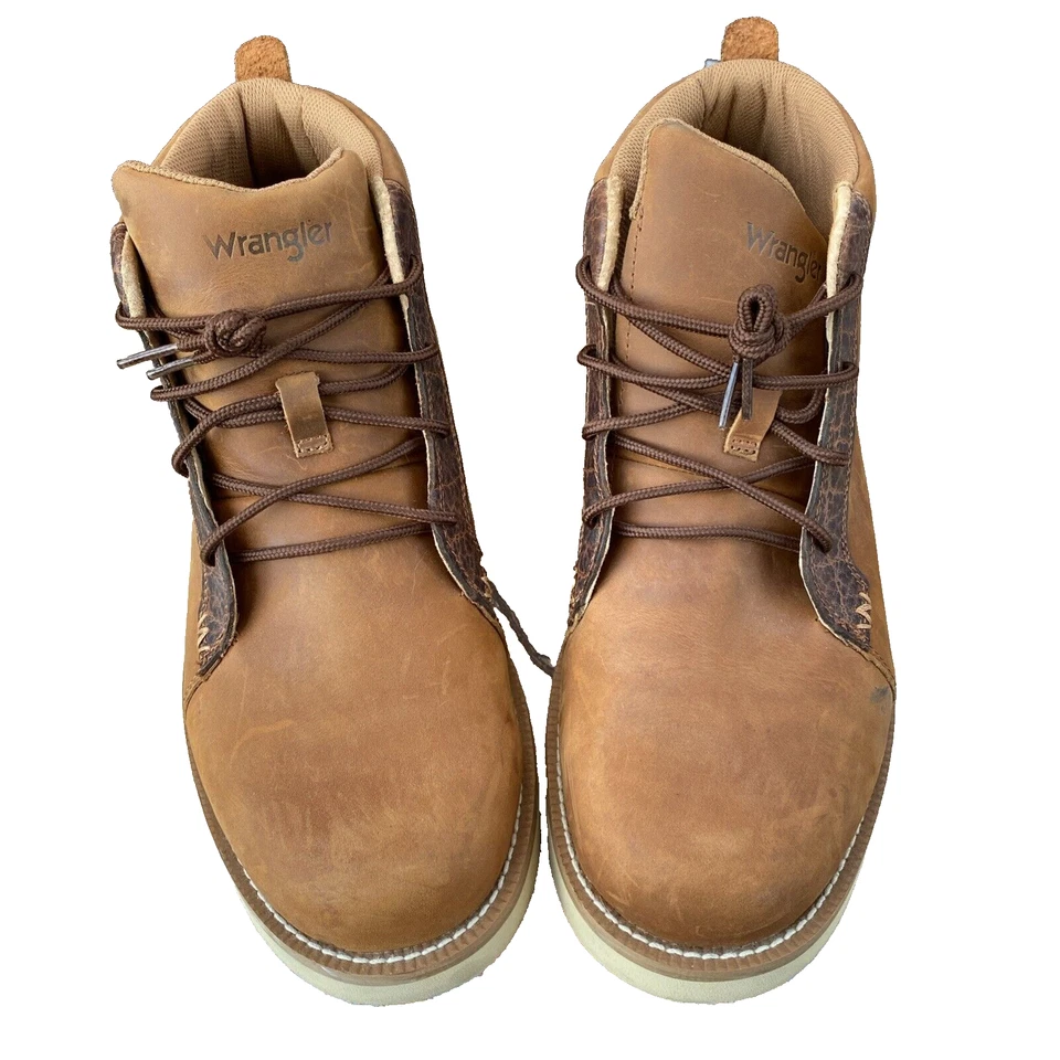 Botas de trabajo de cuero Wrangler para hombre 11 cuña mediana Heritage kmq0001 altura 4" usadas en excelente estado Foto 3 de 4