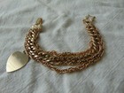 w/ heart charm dangle vintage three strands chain bracelet