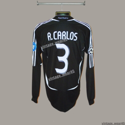 Roberto Carlos #3 Real Madrid jersey 2006/2007 Long Sleeve Black