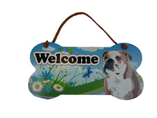 Welcome Plaque English Bulldog NEW