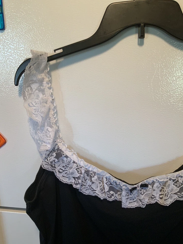 ♡ VESTIDO DE NOCHE CORTO DE ENCAJE NEGRO Algodón Blanco MOMENTOS ELEGANTES ♡ Talla 3X/4X Foto 3 de 4