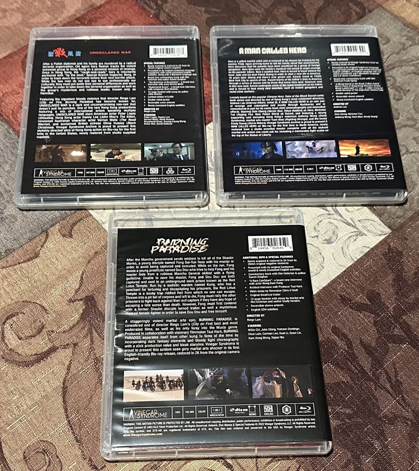 Vinegar Syndrome Hong Kong Blu Ray Triple Feature W/Slipcovers eBay