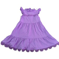 Janie  Jack Purple Pegasus Swiss Dot Ruffle Dress Girl SZ 5 Easter Lace