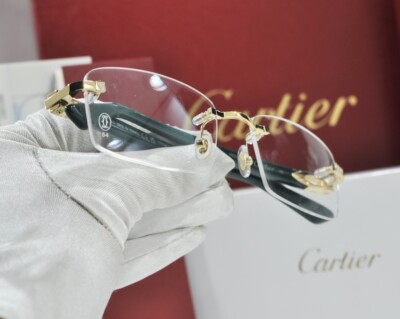 NEW! Cartier green/gold Glasses CT0287O Rimless occhiali Gold Frame  eyeglasses