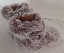 Target Baby 0-3 Months Winter Faux Fur Teddy Booties Thermal Non Slip Gray