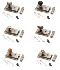 Antique Brass Flanged Fluted Rim Lock Latch - Choose Your Knobs Pair To Suit