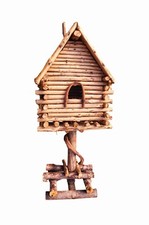 Birdhouse Hand-made Wooden Twigs Branches Freestanding Rustic 19" Bird House